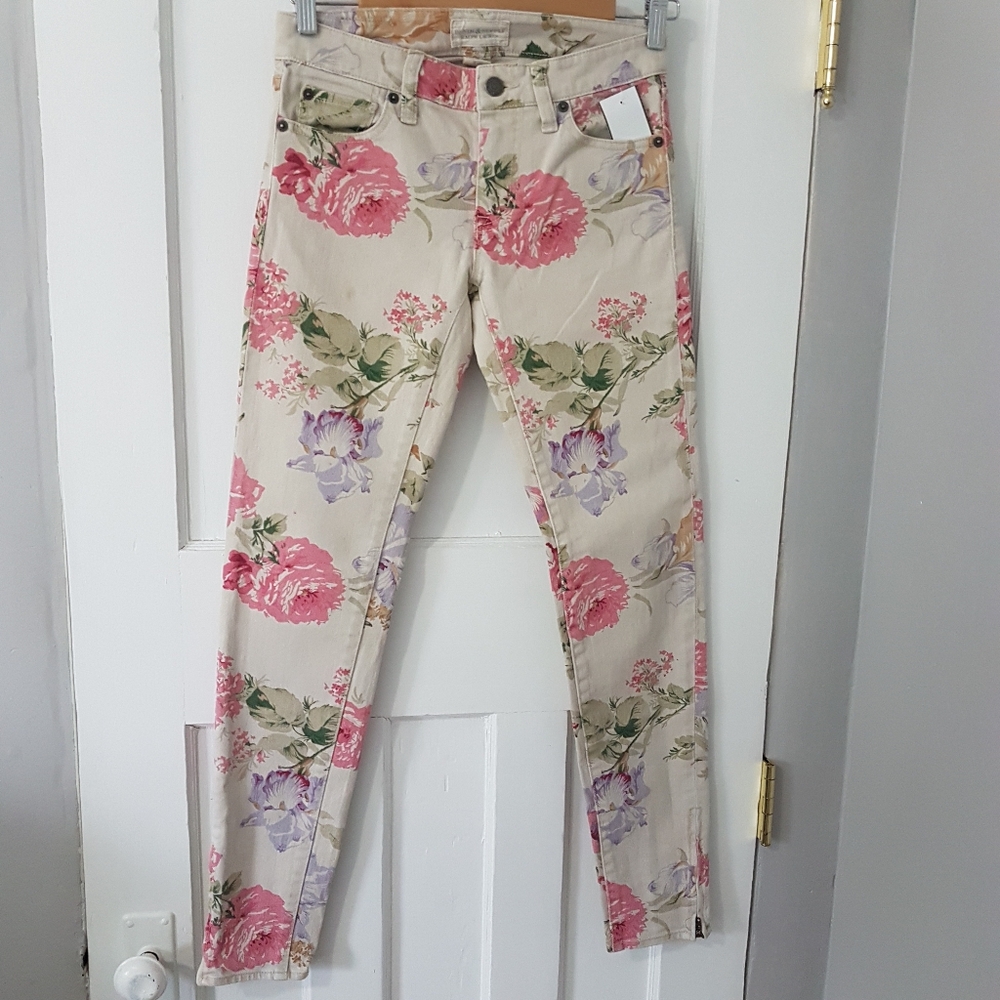 Ralph Lauren Denim & Supply Midrise Floral Skinny Denim Jeans Sz 25